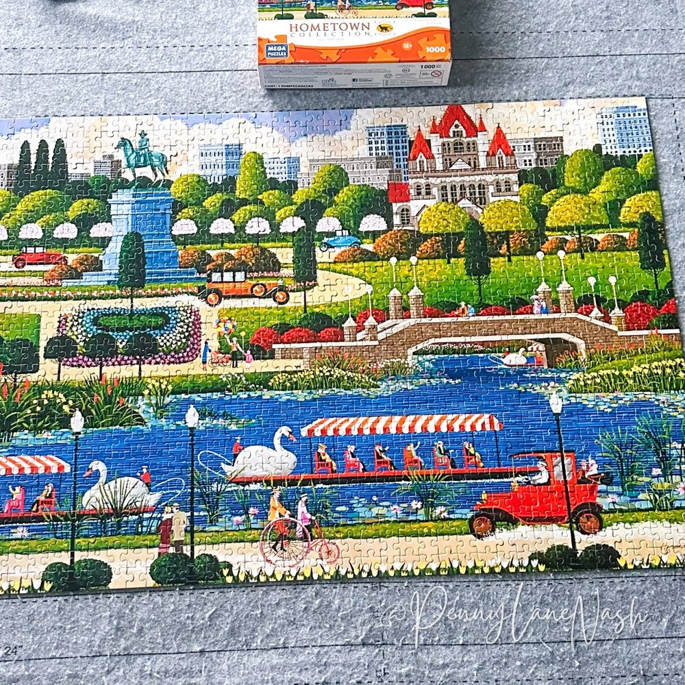 Hometown Collection Swan Boats in Boston Park 1000 Pc Jigsaw Puzzle - Picture 5 of 9